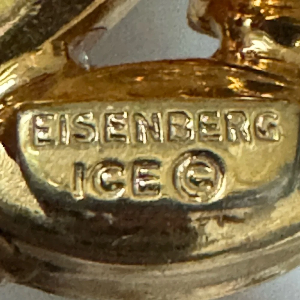 EISENBERG ICE BROOCH CRYSTALS VINTAGE Gold Tone c≈1950s Champagne & Clear STONES